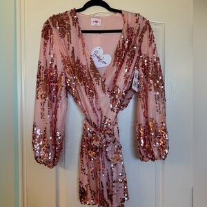 Buddy Love Pink Sequin Wrap dress.